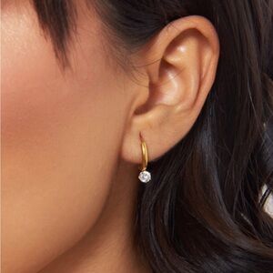 NEW✨18K Gold Plated Mini Hoop Earrings with Crystal Charm